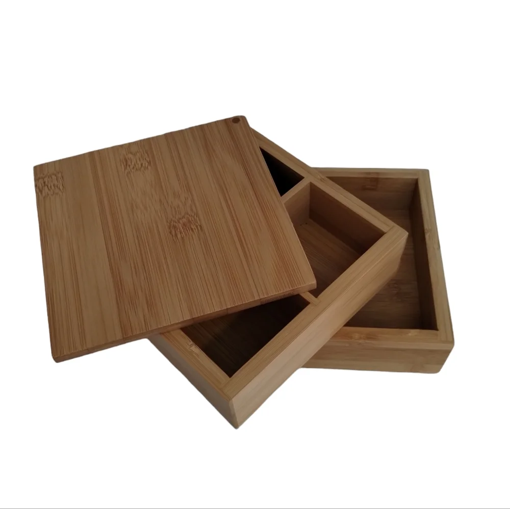 Bamboo Organizer Swivel Box Countertop 4x6x6 in